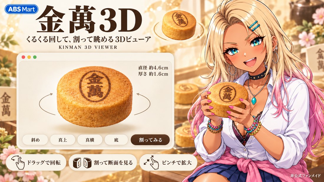ギャルが金萬を両手で持って笑う金萬 3Dのイメージビジュアル